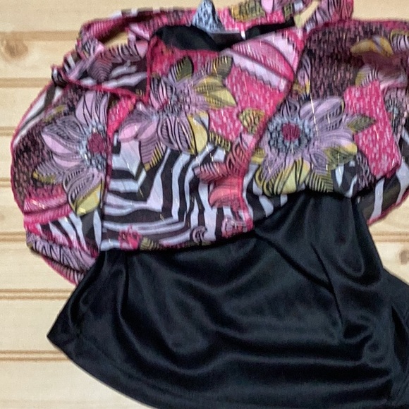 Pogo Club of NY Metallic Pink Floral Zebra Sequin Bling Layered Girls Top 6/6X - Picture 7 of 8